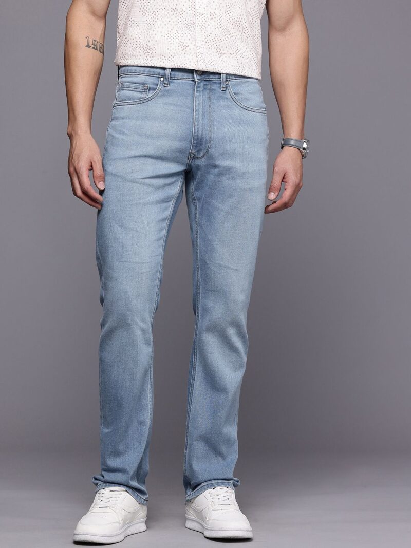 Men Regular Fit Mid-Rise Light Fade Stretchable Jeans - Image 2