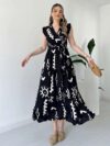 Women Abstract Printed Fit and Flare Midi Dress