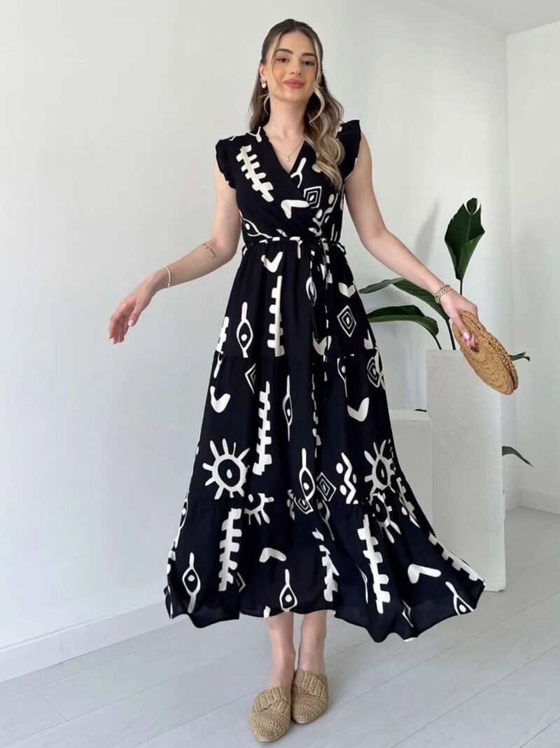Women Abstract Printed Fit and Flare Midi Dress