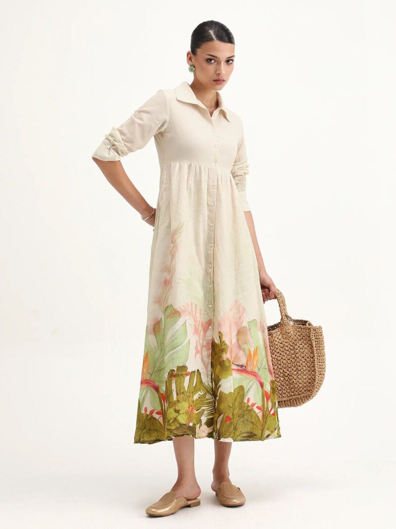 Women Tropical Printed Fit - Flare Dress