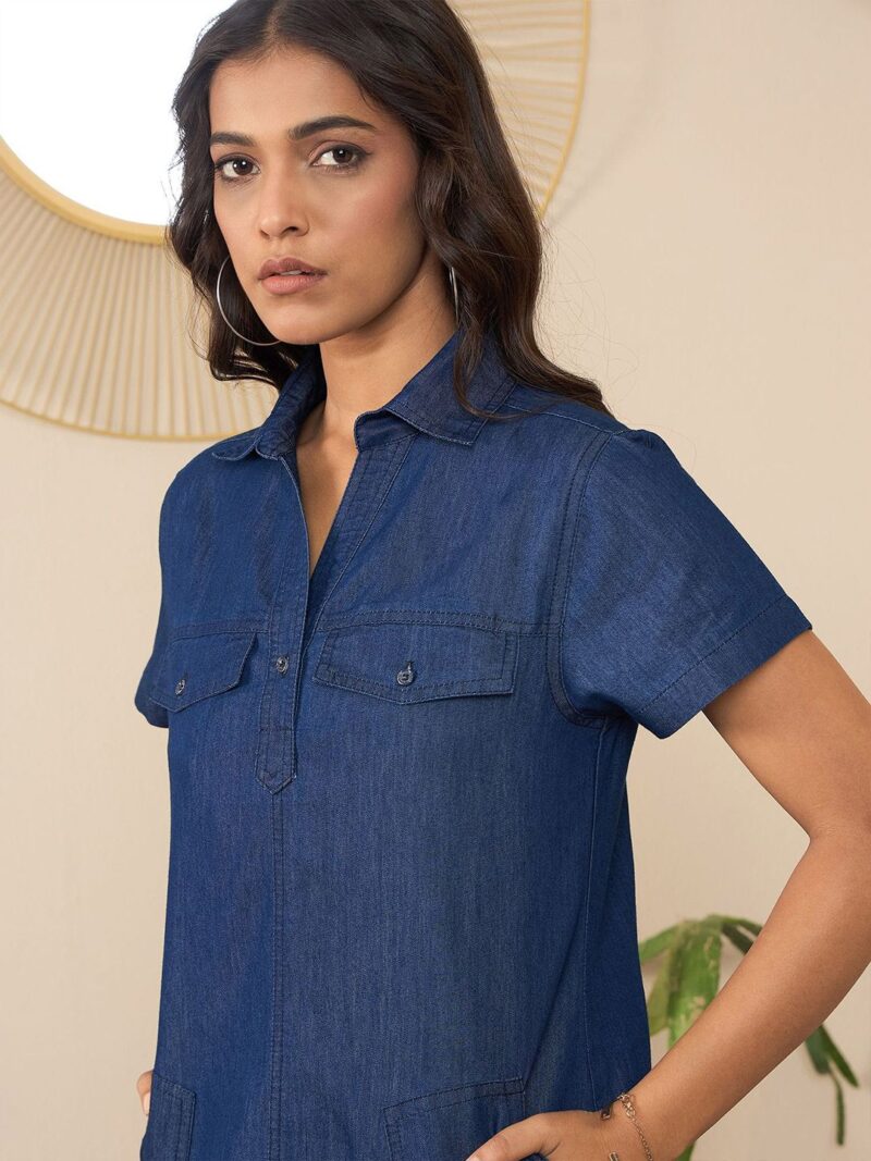 Denim Shirt Dress - Image 2