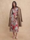 Floral Print Tie-Up Neck A-Line Maxi Dress