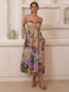 THR3Letter Floral Print Maxi Dress