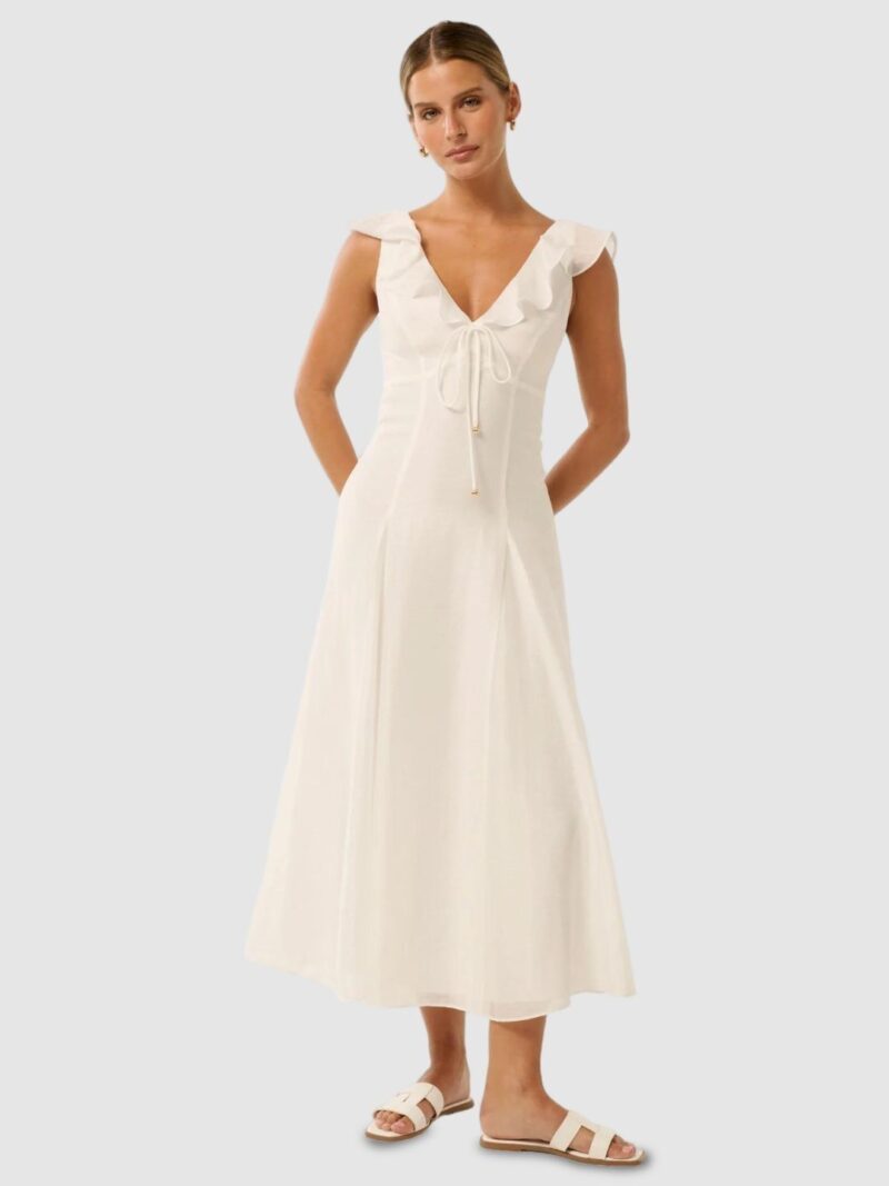 Ruffles Detail A-Line Midi Dress