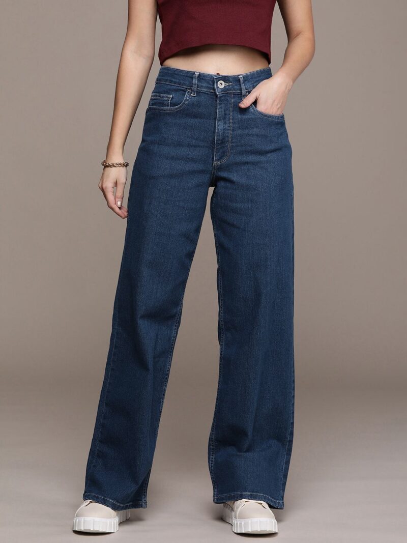 The Life Co. Women Wide Leg High-Rise Light Fade Stretchable Jeans - Image 2