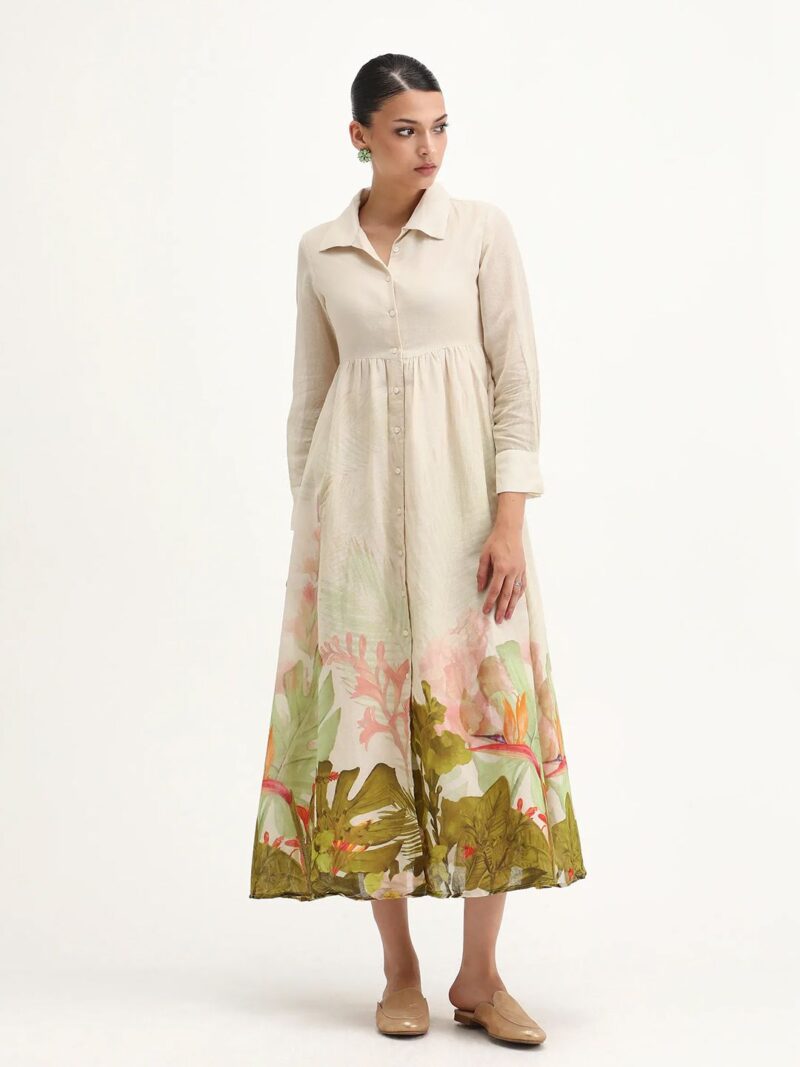 Women Tropical Printed Fit - Flare Dress - Image 2