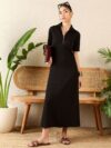 Stretchable Front Zip-up Midi Dress