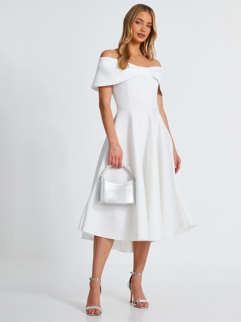 QUIZ Women Off-Shoulder Fit & Flare Midi Dress