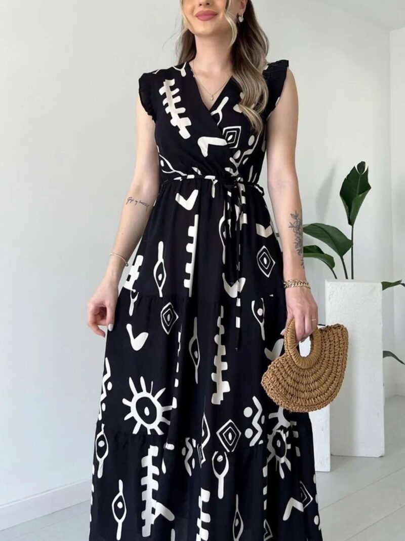 Women Abstract Printed Fit and Flare Midi Dress - Image 3