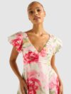 Floral Print Puff Sleeve A-Line Mini Dress