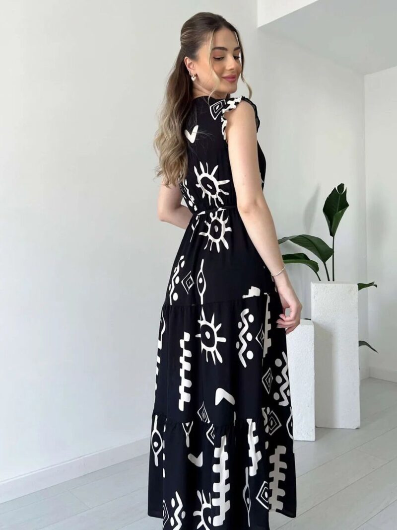 Women Abstract Printed Fit and Flare Midi Dress - Image 2
