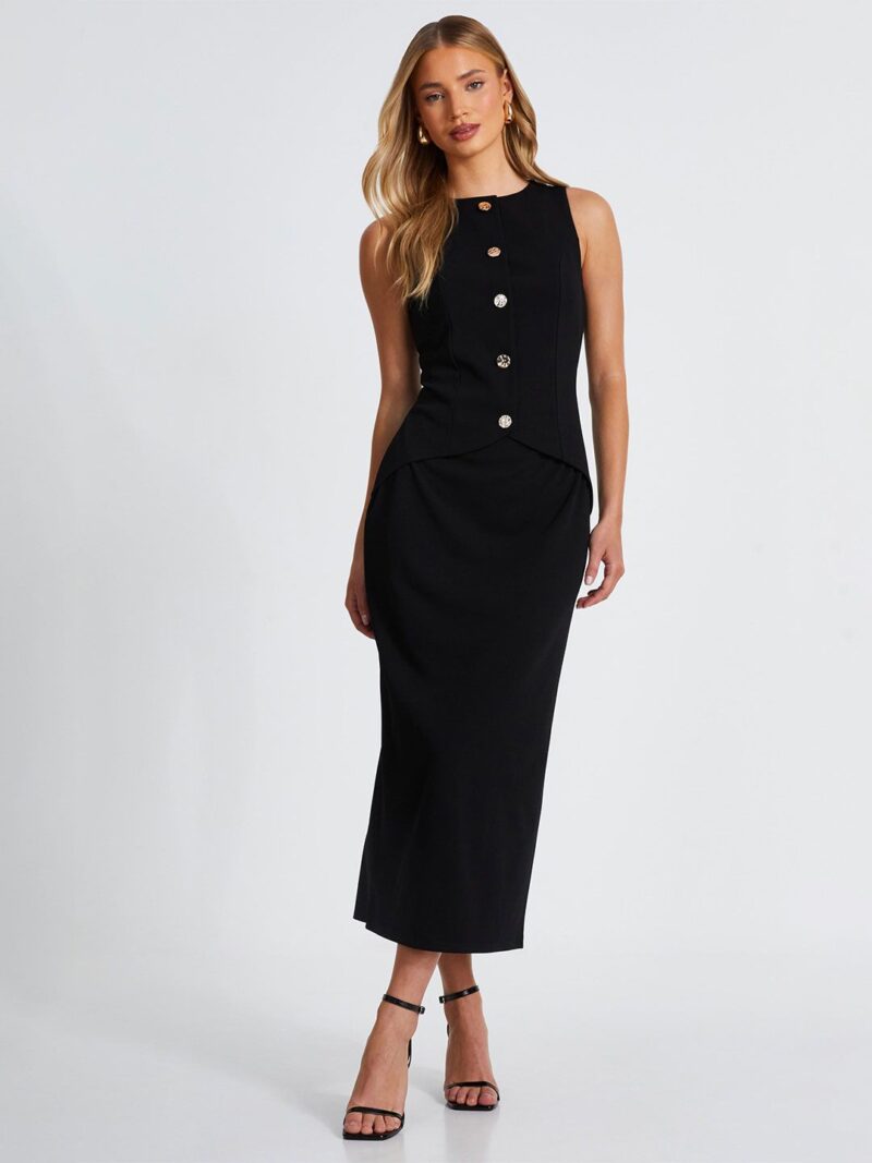 Round Neck Bodycon Midi Dress