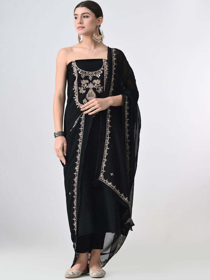 Embroidered Pure Silk Unstitched Dress Material - Image 2