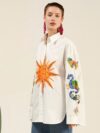 Camilia Applique Oversized Cotton Casual Shirt