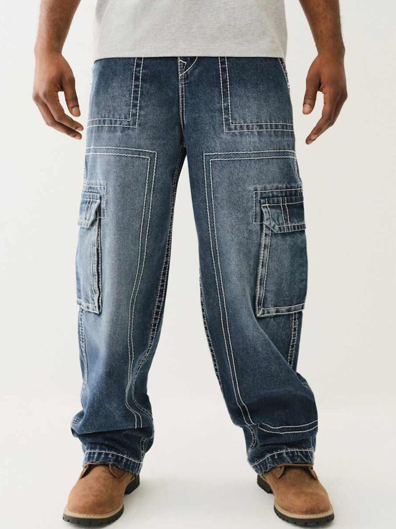 Men Mid Rise Oversize Fit Cargo Jeans