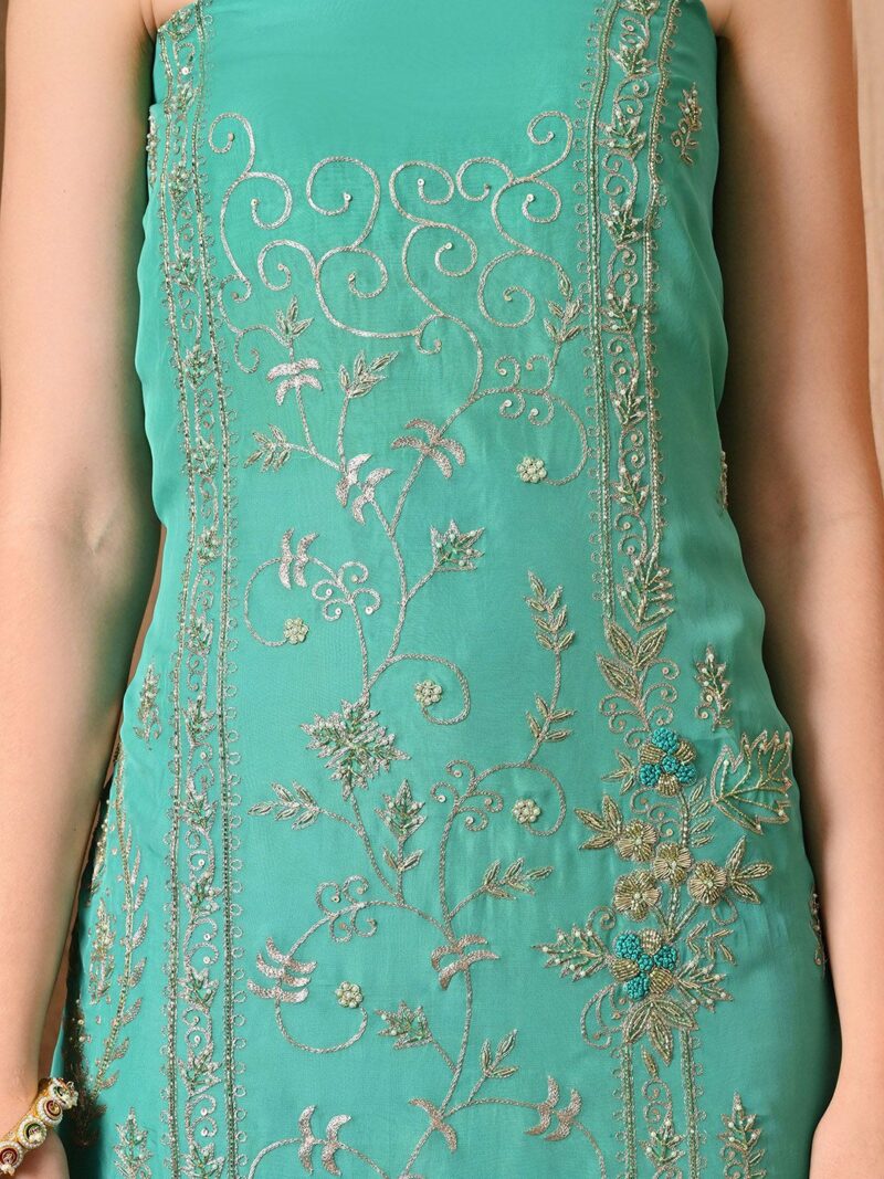 Embroidered Organza Unstitched Dress Material - Image 2