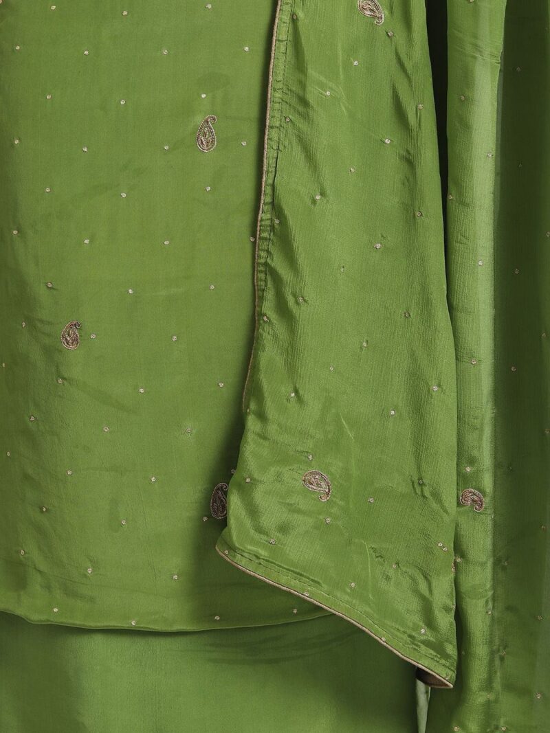 Paisley Embroidered Zardozi Unstitched Dress Material - Image 2