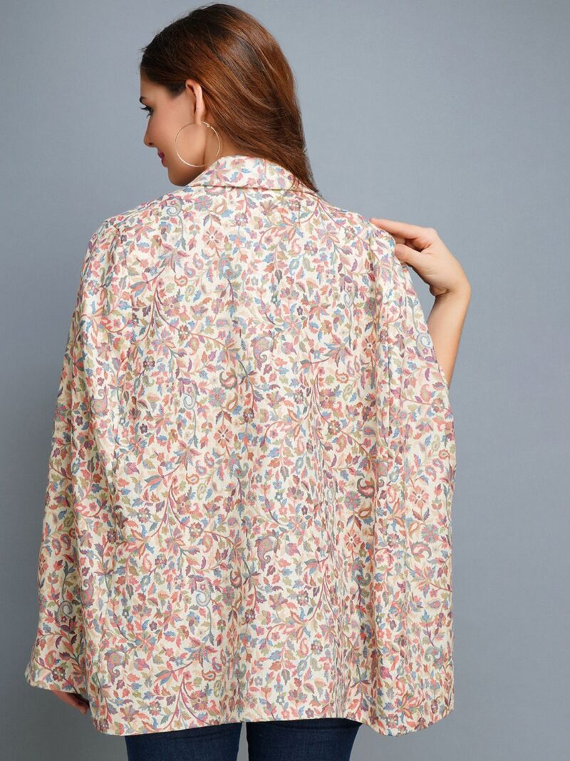 Women Paisley Woollen Longline Tailored Jacket with Embroidered - Image 3