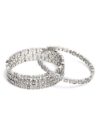 Set of 4 Silver-Plated White AD Studded Bangles