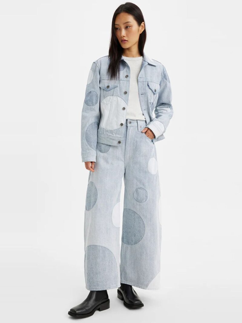 Women Barrel Wide Leg High-Rise Pure Cotton Colourblocked Jeans - Image 3