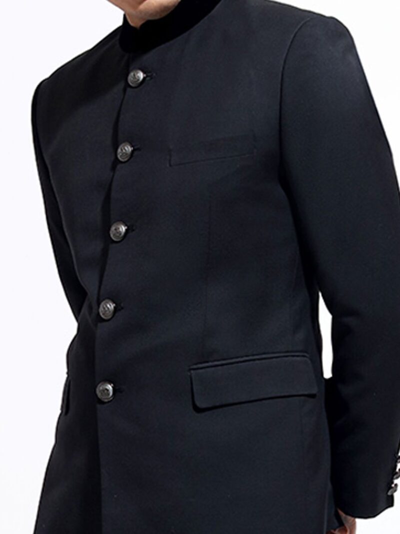 Slim-Fit Mandarin Collar Classic Bandhgala Velvet Party Blazer