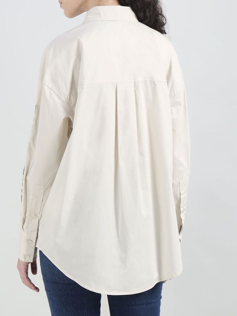 Women Typography Printed Spread Collar Cotton Casual Shirt - Image 3