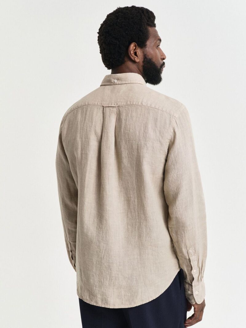 Men Button-Down Regular Garment Dyed Linen Casual Shirt - Image 3