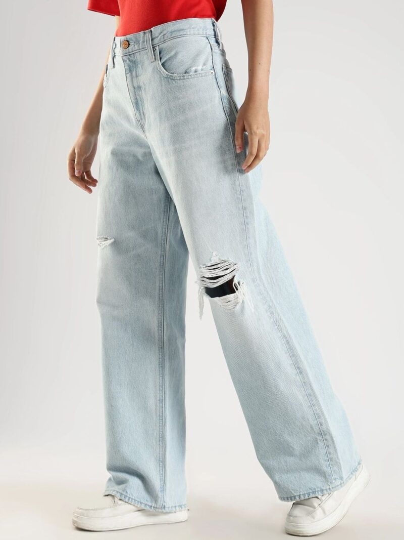 Women Baggy Mid-Rise Mildly Distressed Light Fade Non Stretchable Jeans - Image 2