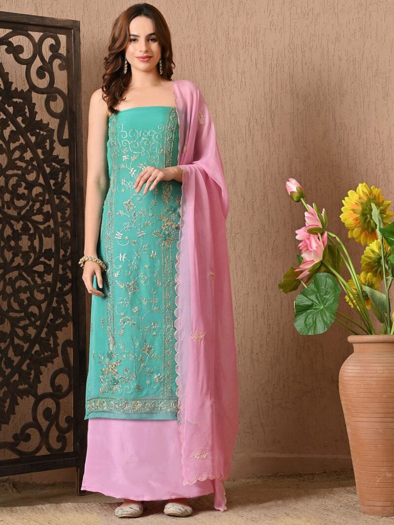 Embroidered Organza Unstitched Dress Material