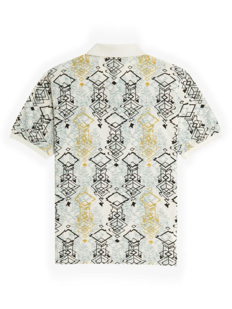 Women Abstract Printed Polo Collar Cotton Slim Fit T-shirt - Image 2