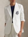 Logo-Crest Pure Cotton Slim-Fit Jersey Blazer