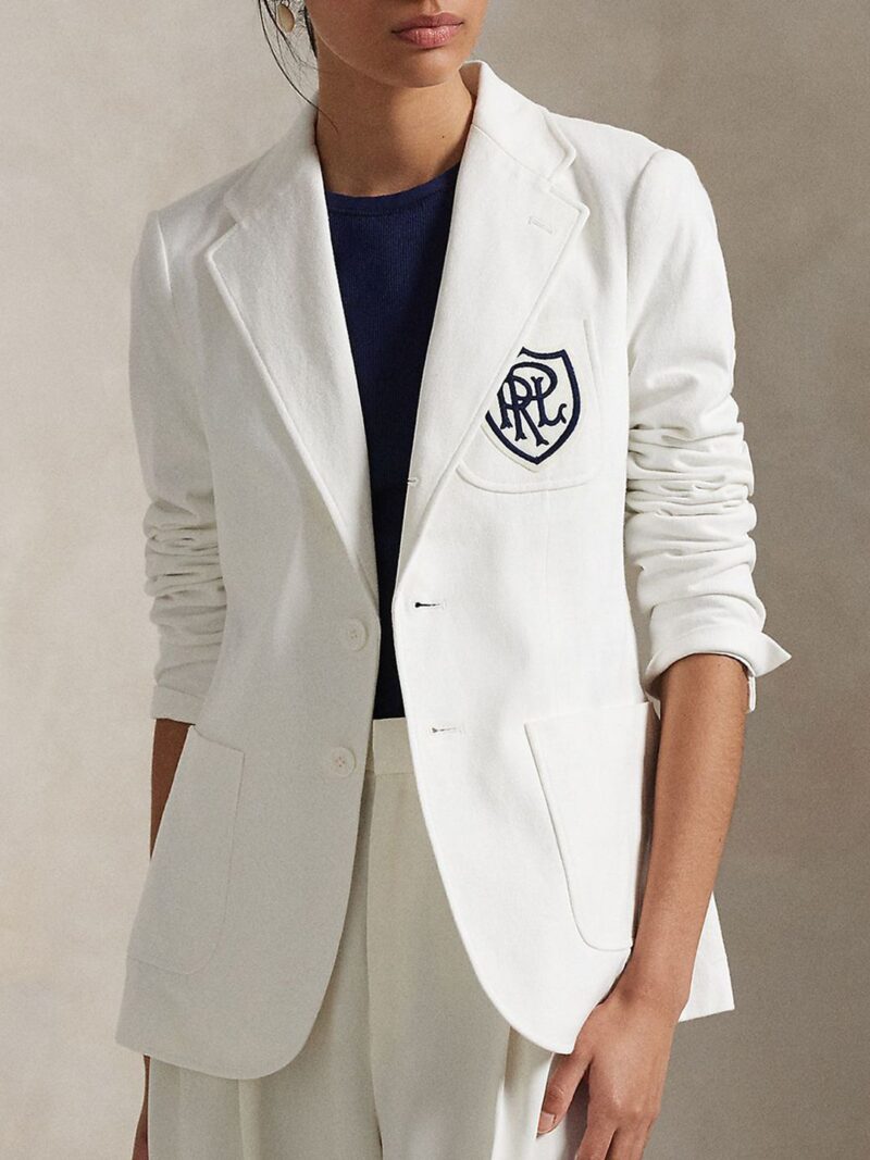 Logo-Crest Pure Cotton Slim-Fit Jersey Blazer
