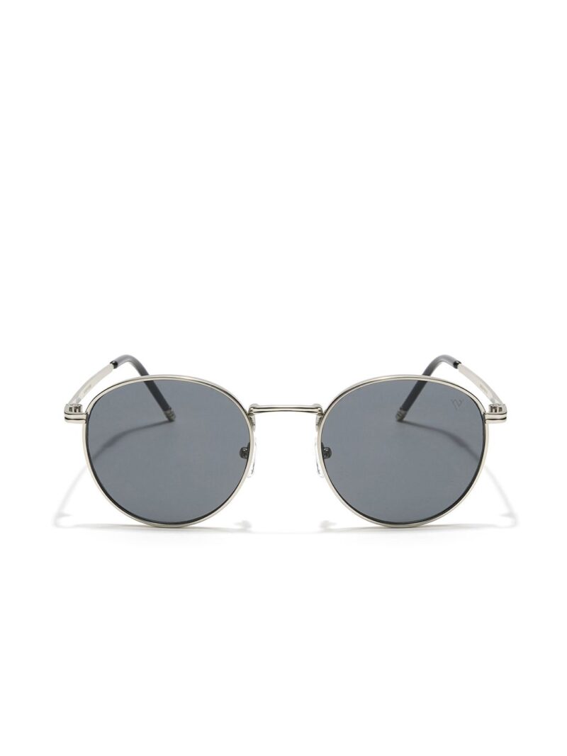 Black Lens & Silver-Toned Round Sunglasses with UV Protected Lens 1915MG3622 - Image 3