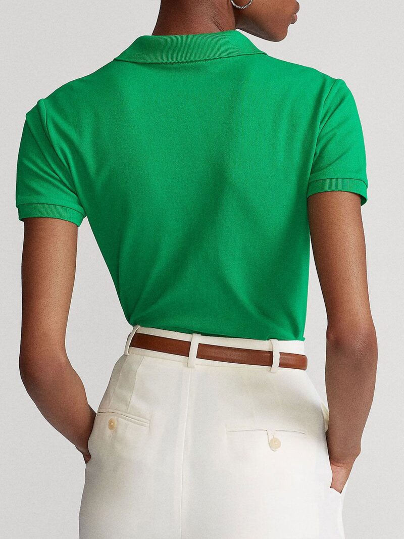 Women Solid Polo Collar Cotton Slim Fit T-shirt - Image 2