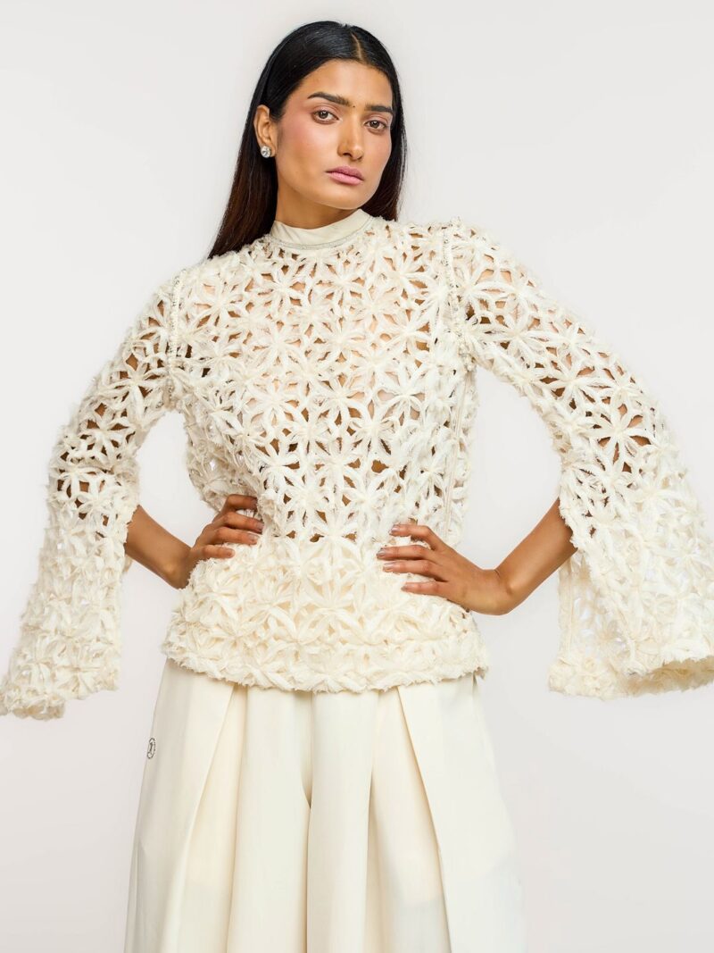 Women Self Design Slit Sleeve Top