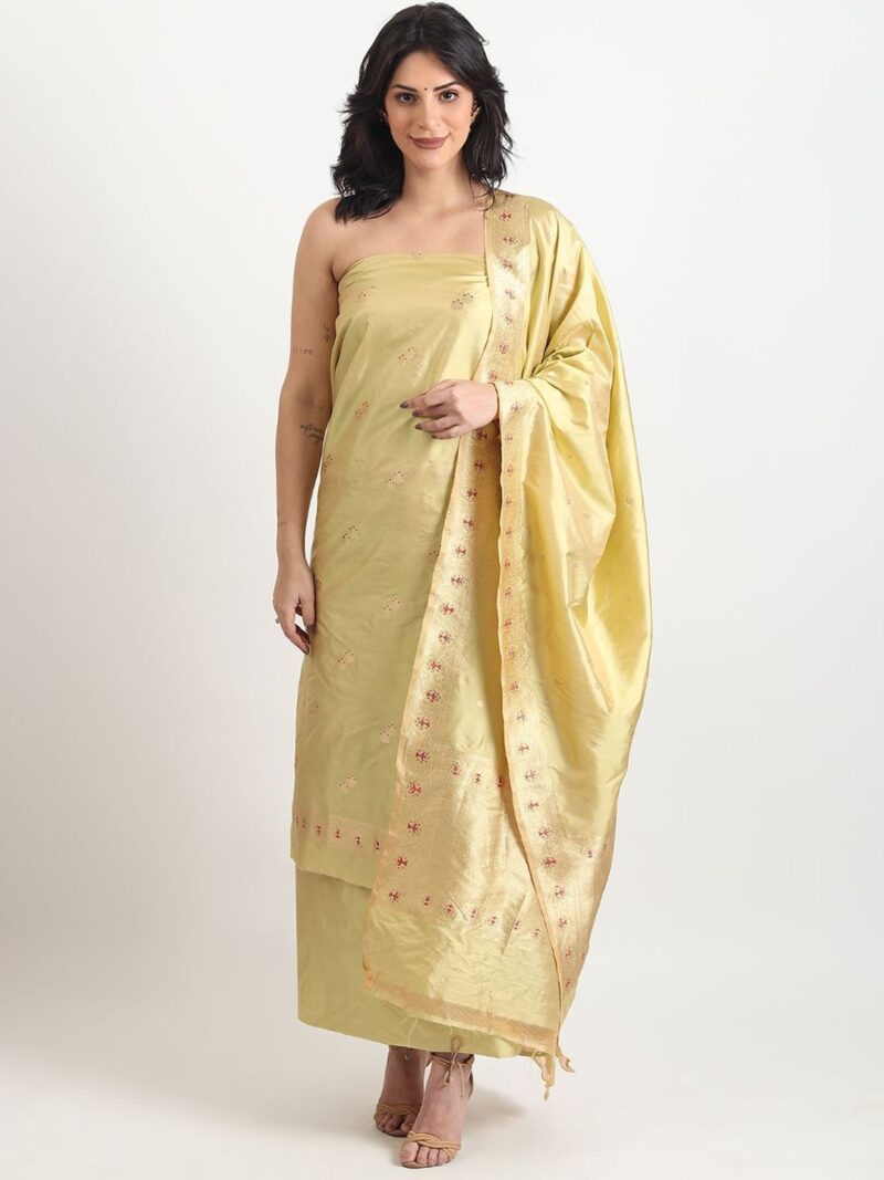 Floral Woven Design Pure Silk Unstitched Dress Material