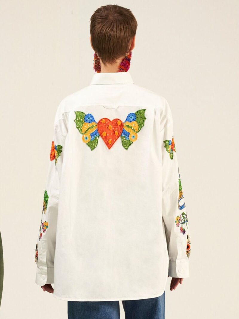 Camilia Applique Oversized Cotton Casual Shirt - Image 2