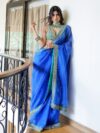Foram Patel Foram patel Blue Embroidered Organza Saree Set