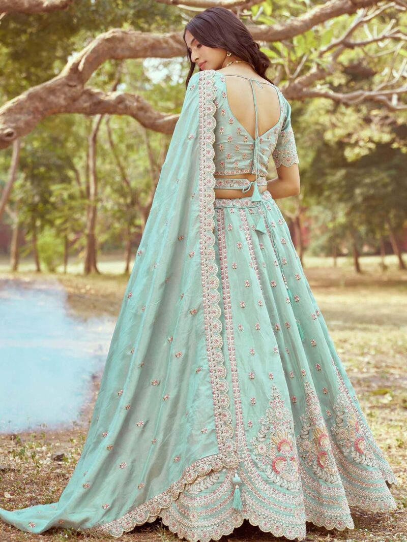 panchhi Embellished Tissue Semi-Stitched Lehenga & Unstitched Blouse With Dupatta - Image 3