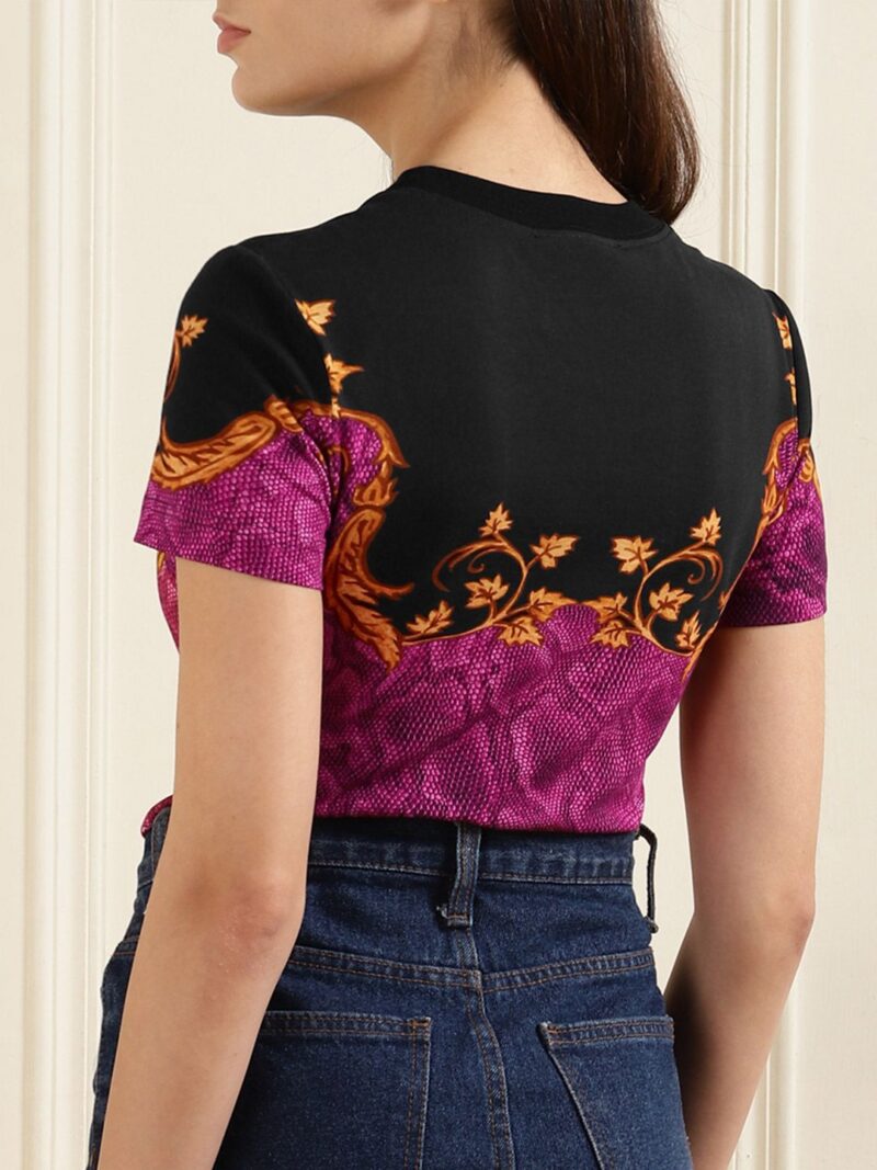 Women Printed Applique Slim Fit T-shirt - Image 3