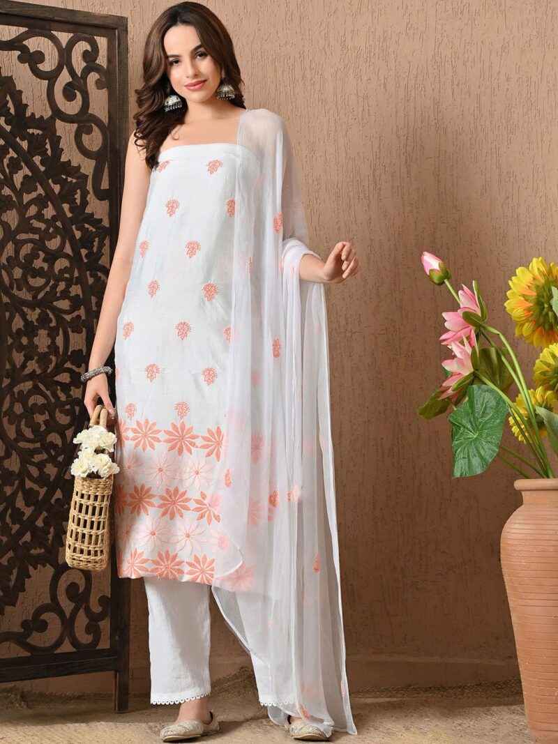 Floral Embroidered Unstitched Dress Material