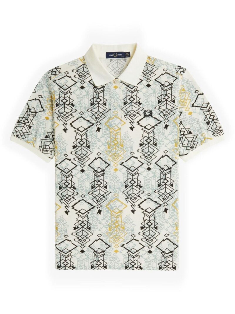 Women Abstract Printed Polo Collar Cotton Slim Fit T-shirt