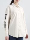 Women Typography Printed Spread Collar Cotton Casual Shirt