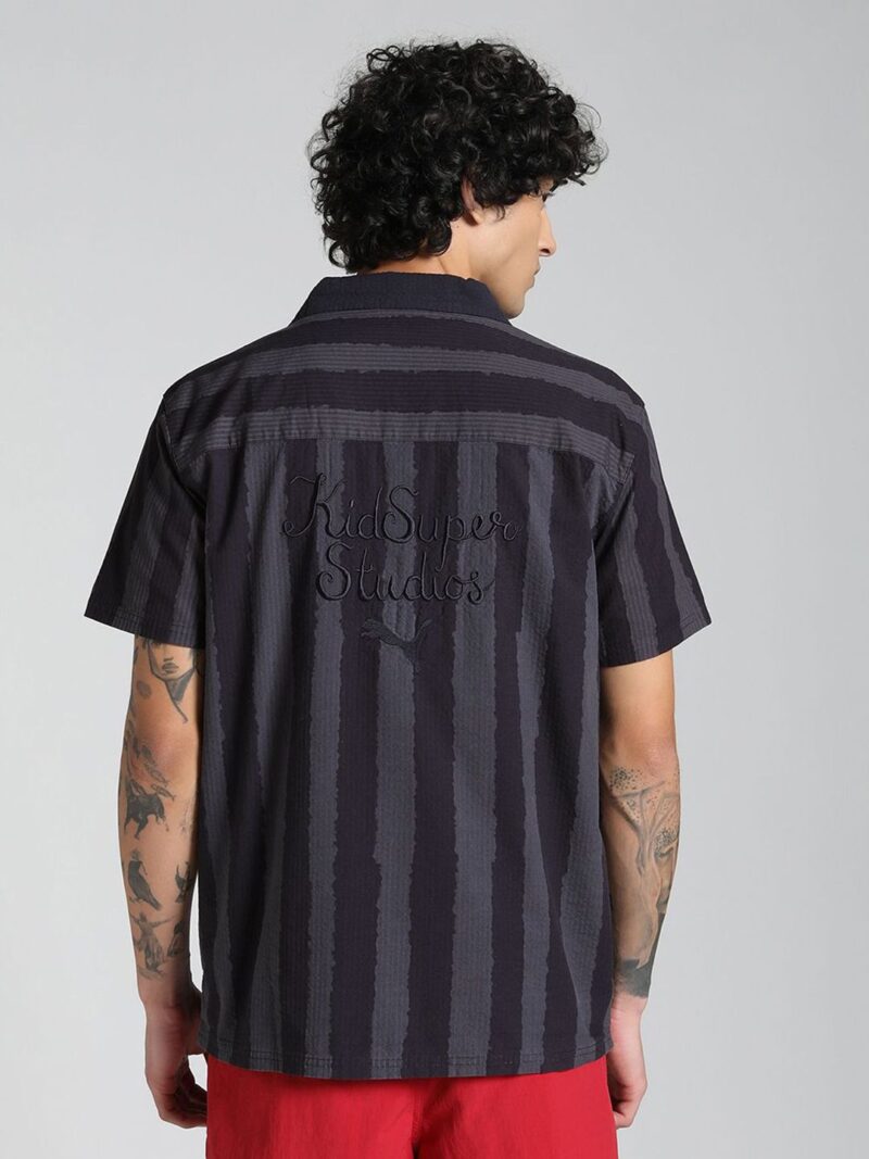 Kidsuper Men Striped Embroidered Pure Cotton Relaxed Fit Shirt - Image 3