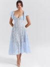 Flutter Sleeve Fit & Flare Midi Dress