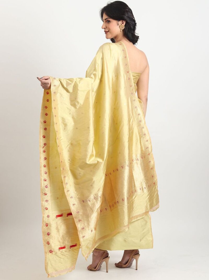 Floral Woven Design Pure Silk Unstitched Dress Material - Image 3